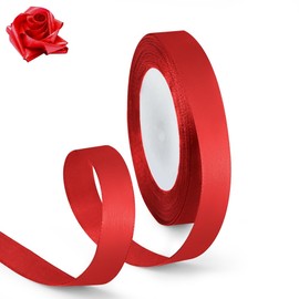 HimBen 5/8 Inch 25 Yards Satin Ribbon Red, Solid Color Fabric Ribbon for Gift Wrapping, Wedding, Polyester Gift Ribbon for Birthday Party Decoration, Craft, Hair, Floral, Sewing