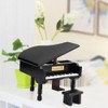 Grand Piano Shaped Windup Wooded Music Box with Small Stool