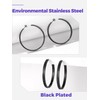 Richsteel Womens Stainless Steel Large Hoop Earrings Black Hypoallergenic Pierced