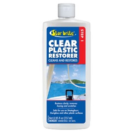 STAR BRITE Clear Plastic Restorer - Haze, Yellowing & Scratch Remover - Step 1 - Renew Strataglass, Eisenglass, Acrylic, Polycarbonate, Headlights and More - 8 OZ (087208)