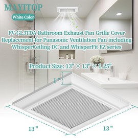 FV-GL3TDA Exhaust Grille Fan Cover Compatible with Bathroom Exhaust Fan Pana-Sonic Designer Grille Cover,13" × 13" Square Ventilation Fan Cover Fit for Pana-Sonic Exhaust Fan