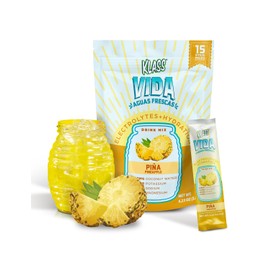 KLASS VIDA Hydration Sugar-Free Powder Packets |Electrolyte Agua Fresca Drink Mix |Pineapple |15 Single Serve Sticks |Low Calorie, Natural Colors and Natural Flavors