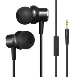 100SEASHELL Wired Headphones Extra Long Cord Earbuds Without Mic Long Cord Length Tv Earphones with Volume Control (Black 6.5FT)