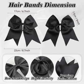 SHELEMB Bow Hair Ties，Silky Satin Hair Bows Big Hair Bows for Women Hair Ribbons Bowknot Aesthetic Hair Accessorie - Black