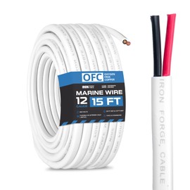 Iron Forge Cable 12 Gauge Marine Wire - 15 Foot, 12 AWG Cable for Boat Wiring, 12/2 Tinned Copper Duplex Marine Grade Outdoor Electric Wire for Boat, Dock, RV, Solar, and Automotive
