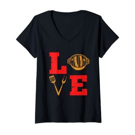 Womens Grill Love Spring Summer Gift Men Gift V-Neck T-Shirt