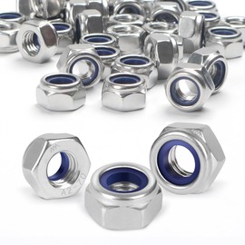 FOMGIIN Hex Nuts M12, Pack of 5 Self-Locking Locking Nuts 304 Stainless Steel Nut Self-Locking Stop Nut DIN985 A2 V2A Hexagonal Stainless Steel Nut Stop Nuts Lock Nuts