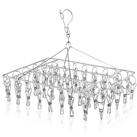 40 Clip y Goteo Colgadero Tendedero de Calcetines - con Clips de Pinzas para la Ropa de Acero Inoxidable Estantes de Secado de Ropa Colgador de Metal Portátil Pinzas para Calcetines Bufanda (Plata)