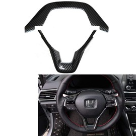 Duoles Carbon Fiber Print Interior Trim Air Vent Outlet Steering Wheel Gear Shift Knob for Honda Accord 10th 2018 2019 2020 (Carbon Fiber Steering Wheel Trim)