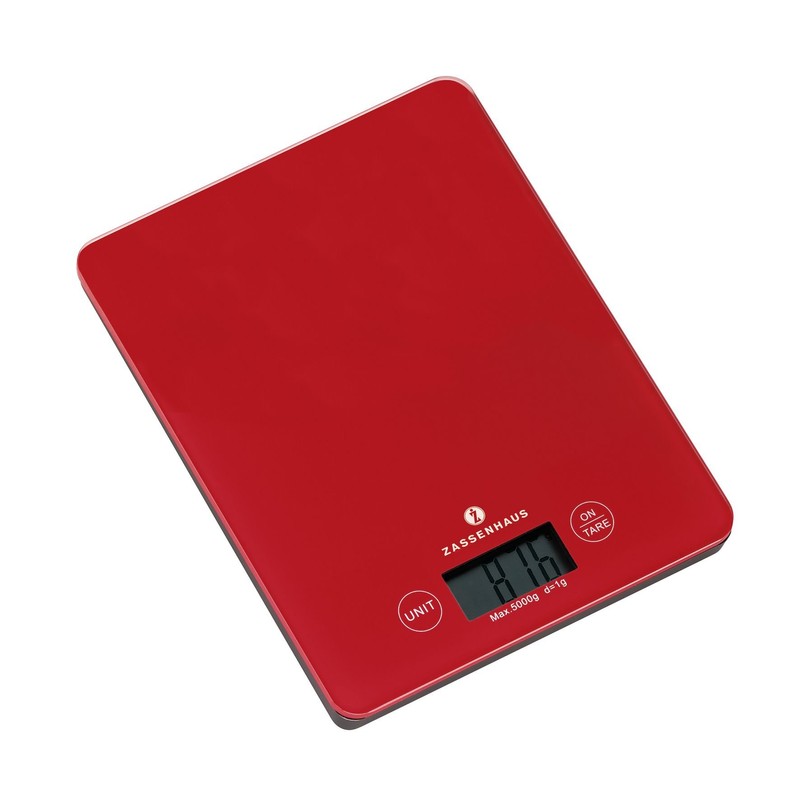 Zassenhaus" Balance Digital Scales, Red, 9 x 12 x 16