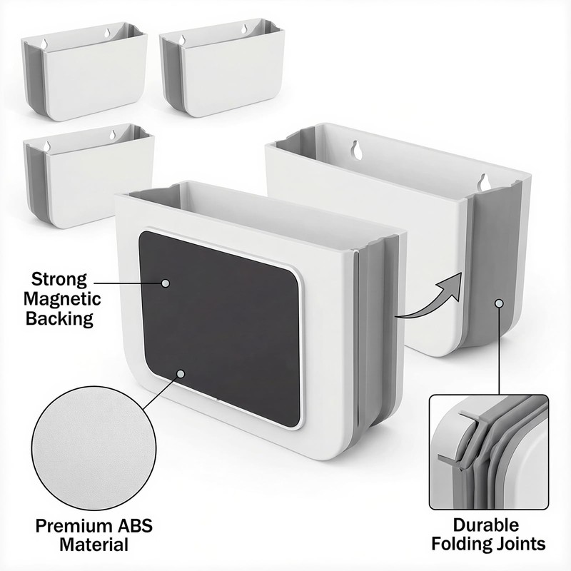 QHLMZR 4Pcs-Magnetic Toothbrush Holder,Cruise Bathroom Organizer – Foldable, Wall Mounted,