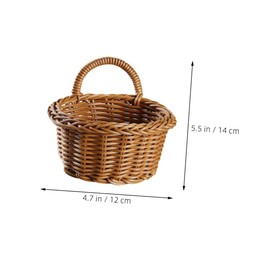 KONTONTY Retro Imitation Rattan Flower Basket Brown Wall Decor for Home Kitchen Durable Storage for Fruits Vegetables Decorative Displays