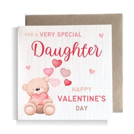 Second Ave Daughter Valentine's Day Bear Square Valentine's Day Greetings Card