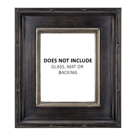 Museum Plein Aire Ornate Picture Frame - 6x8, Antique Black w/Silver Oil Painting Frames | Hand Leafed High-End Antique Style Frames | Open Back Frames with No Glass or Backing