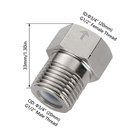 G1/2 Inch Check Valve, Stainless Steel One-Way Valve Check Valve for Toilet Water Tank Water Heater (Male Thread to Female Thread, 304 Stainless Steel)