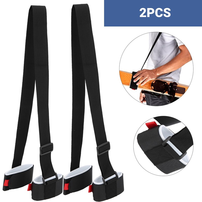 Ski Board Snowboard Back Shoulder Carry Strap Set, 2Pcs Ski