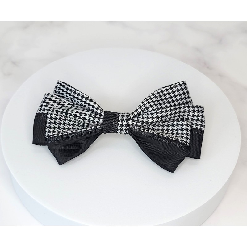 Burnaby houndstooth check ribbon hairpin / 버나비 하운즈투스 체크 리본