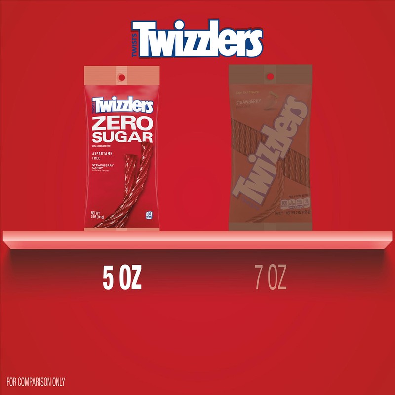 TWIZZLERS Zero Sugar Twists Strawberry Flavored Licorice Style, Candy Bag,