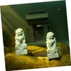 Cabilock 1pair Mini Chinese Lion Statues Lifelike Decor Elegant Desktop