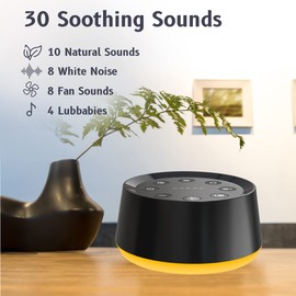 BrownNoise White Noise Machine with 30 Soothing Sounds 12 Colors Night Light Sound Machine for Adults Baby Kids with Memory Function Sleep Machine 36 Volume Levels 5 Timers for Home Office Travel