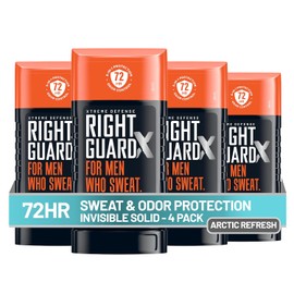 Right Guard Xtreme Defense Invisible Solid, Antiperspirant Deodorant, Arctic Refresh Scent - 5-in-1 Deodorant for Men, 72-Hour Odor Control, 2.6 oz (4 Pack)