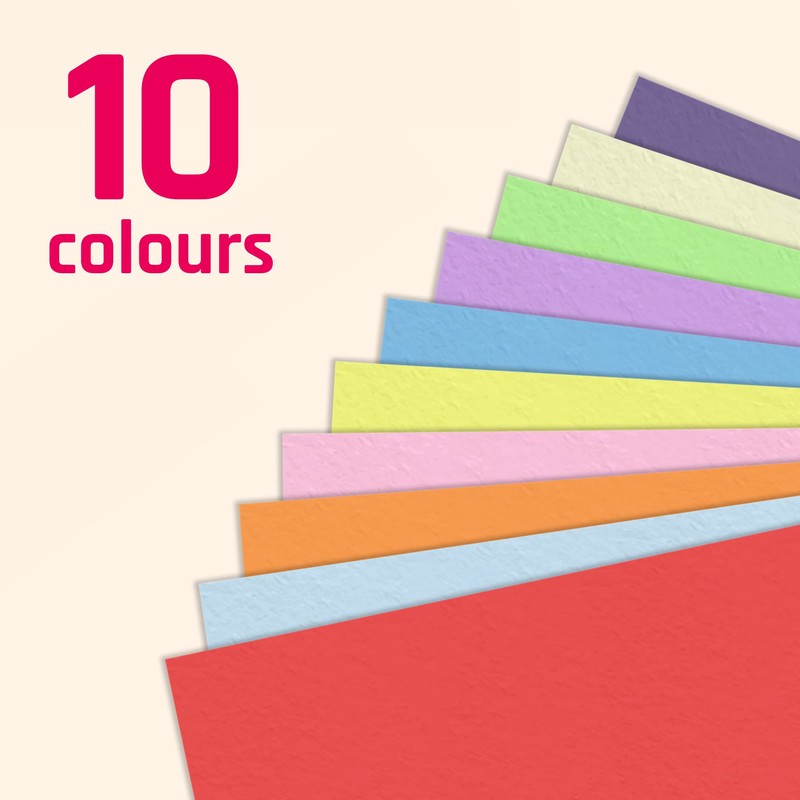 10 Colours, A4 120gsm Coloured Art Paper - Assorted Pack,