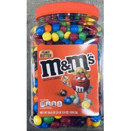 M&M's 2 PACK M&M Peanut Butter 55 Oz Ounce Chocolate Candy Bulk Tubs Jar M&M's - NO CA