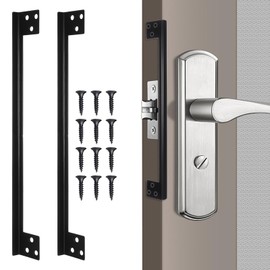 2 PCS Outswing Door Security Protector, Door Latch Guard Plate Outswing, 11 in L Shaped Reinforcement Striker Plates, Door Latch Guard Plate Cover for The Gap Between Doors Lock and Doors Frame