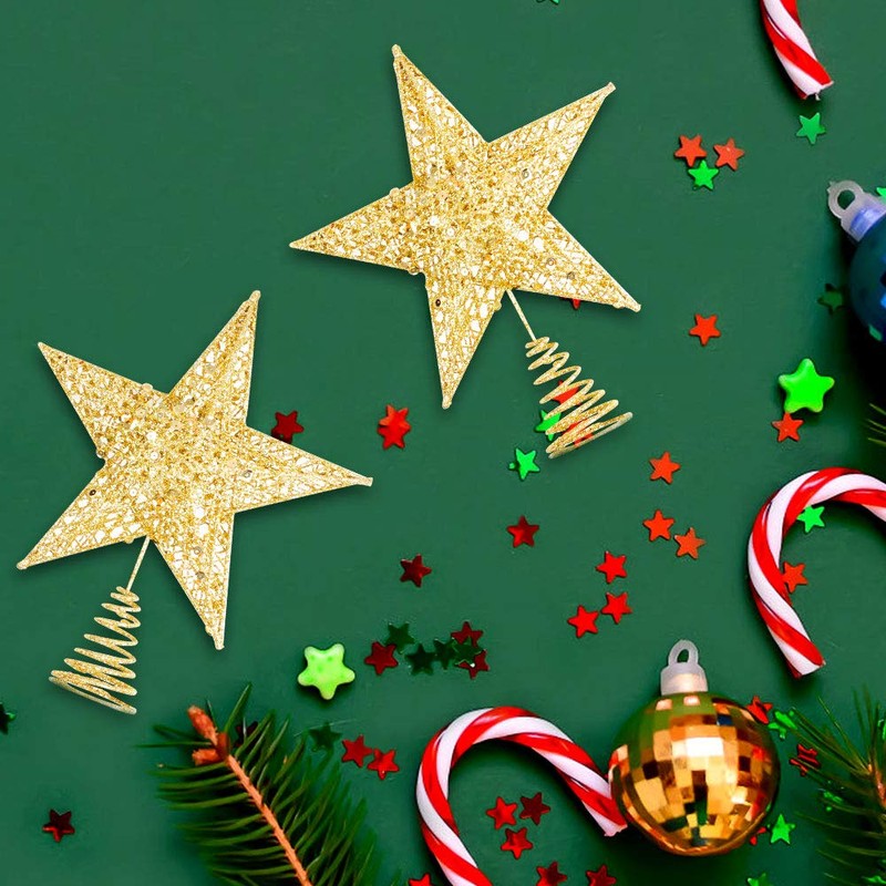 Dadabig Christmas Tree Topper Star, Christmas Tree Glitter Decoration, (Gold)