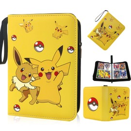 YFCHOTI Trading Card Album with Zip Carry Handle and 50 Sleeves for 400 Cards, 4 Pockets Cards Scrapbook Collector's Book Collector's Book Cartoon Anime 3-Ring Cards Folder Book Folder
