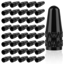 TIESOME 40 PCS Black Presta Valve Cap, Aluminum Anodized Bike Tire Air Valve Caps Use On Presta French Valve Bicycle Tire Air Dust Stem Covers for MTB Road Racing Bicycle Rocket Style