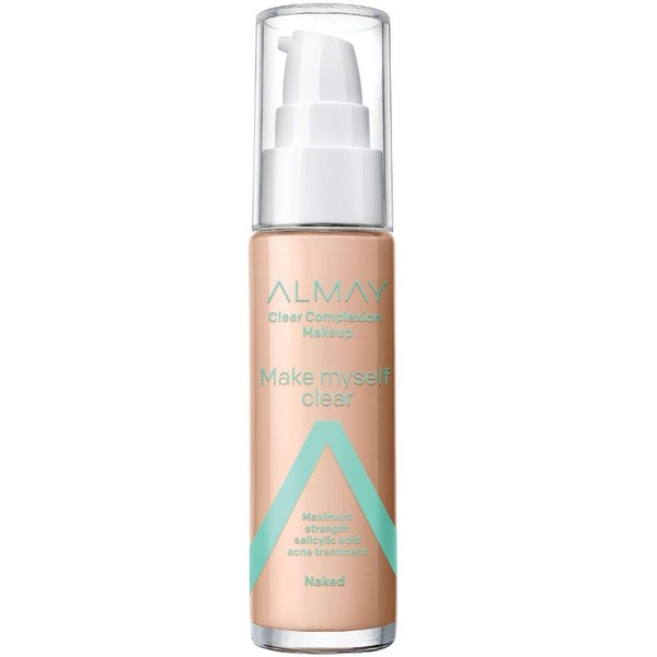 Almay Clear Complexion Makeup, Matte Finish Liquid Foundation with Salicylic Acid, Hypoallergenic, Cruelty Free, Dermatologist Tested, 300 Naked, 1.0 oz