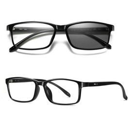 laureles 2020 Fashion Men's Transition Square Photochromic Reading Glasses Women Vintage TR90 Full Frame Eyewear Female (Black, 1.25, multiplier_x)