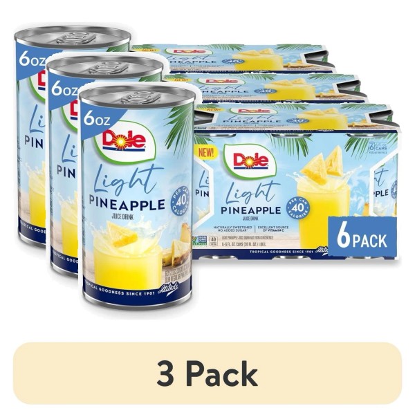 Unbranded (3 pack) (6 Cans) Dole Light Pineapple Juice Drink,