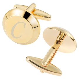 GWD Cufflinks for Men Stainless Steel Initial Cuff Links Alphabet Letter A-Z Groom Father Gift (C)