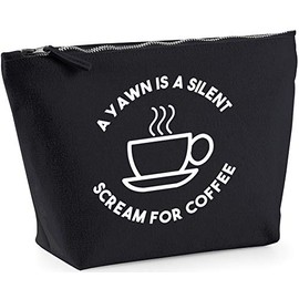Hippowarehouse A Yawn Is A Secret Scream For Coffee printed make up cosmetic wash bag 18x19x9cm