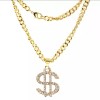 Dollar Sign Pendant Chain Necklace Hip Hop Fashion Jewelry Bling