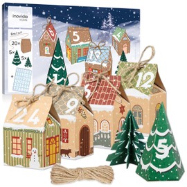 Advent Calendar for Filling Children and Adults: Advent Calendar 2024 for Filling - Cardboard Houses and Number Stickers - Advent Calendar DIY Crafts - Christmas Calendar for Filling Inovida