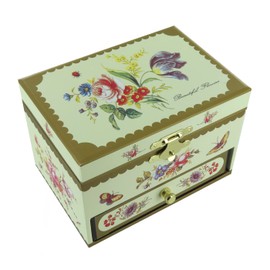 Wooden musical jewellery box/music box for jewels with dancing ballerina, drawer, mirror and 18-note wind up musical mechanism - Once upon a december - Anastasia (S. Flaherty)