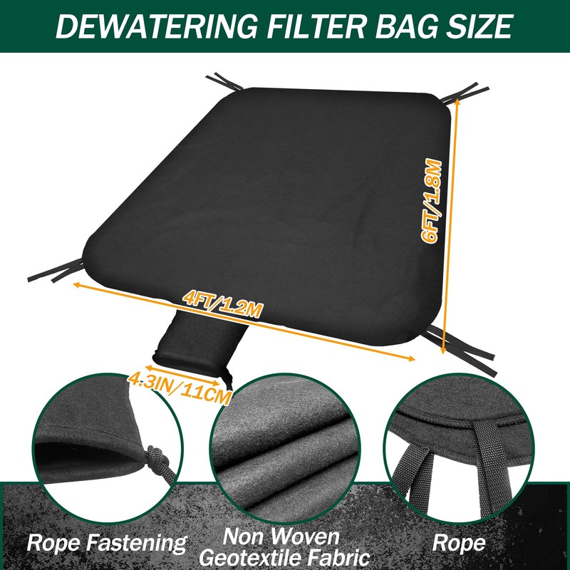 4 x 6ft Large Dewatering Bags with Drawstring Dewatering Filter