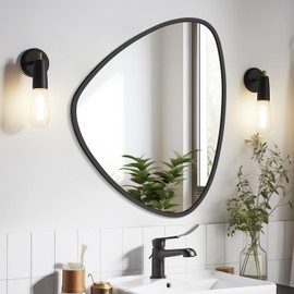 WallBeyond Asymmetrical Mirror, Irregular Wall Mirror, Wall Mirrors Decorative for Bedroom Living Room entryway Hall, Wall Mirror for mid Century Modern Decor 24" H x 19" W, Black