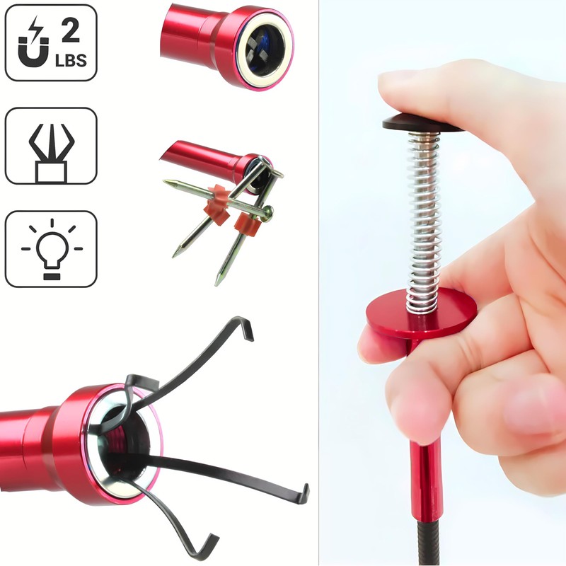 Flexible Magnetic Pickup Tool,Bendable Grabber Tool with 4 Claws &