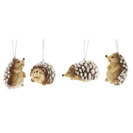 Transpac Wintry Resin Hedgehog Ornament Figurines - Set of 4 Assorted