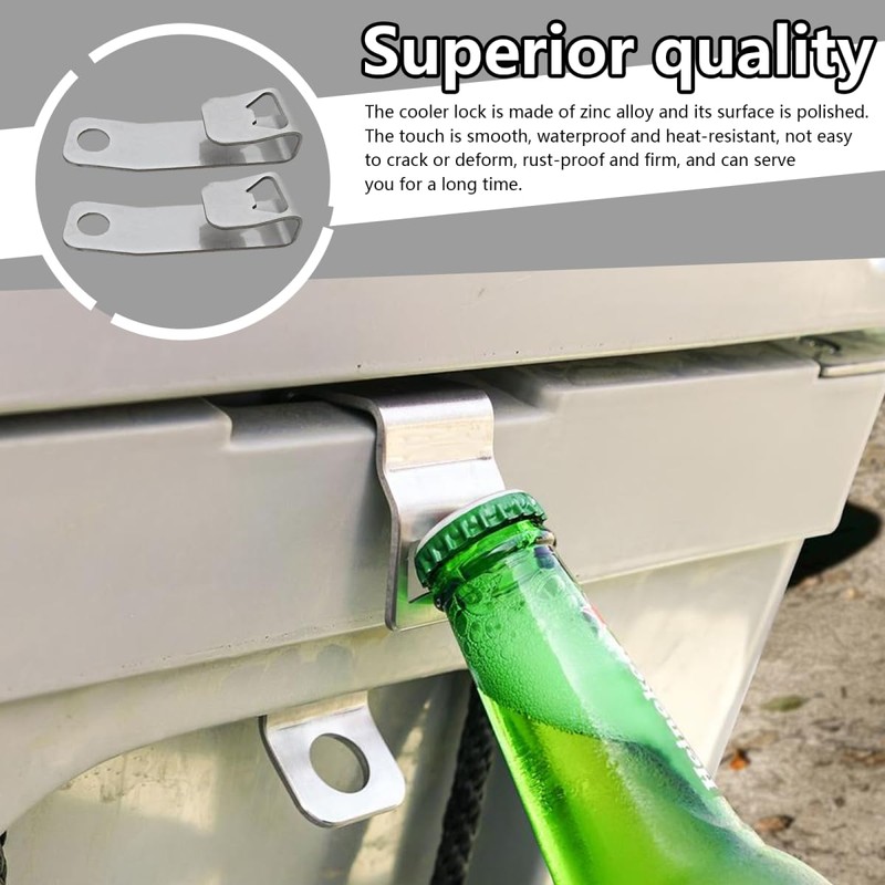 WELURE 2-Pack Cooler Lock Bracket with Bottle Opener, Heavy Duty