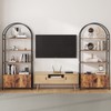 Jehiatek Arched Bookshelf, Bookcase with Doors Storage, 71 Inches Tall