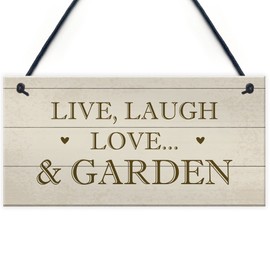 RED OCEAN Live Love Laugh Hanging Garden Sign Novelty Plaque For Garden Shed Home Decor
