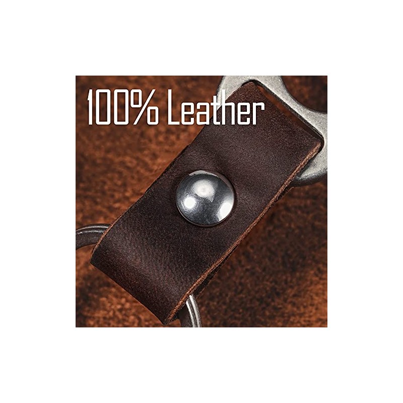 KeyUnity KM02 Titanium Belt Clip Carabiner Leather Keychain Holder with