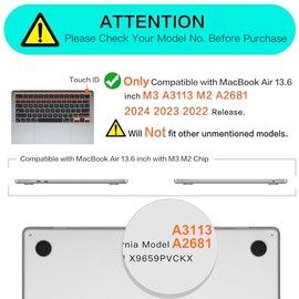 MOSISO Funda Compatible con MacBook Air 13.6 Pulgadas Case 2026-2022 M5 A3449 M4 A3240 M3 A3113 M2 A2681,Carcasa Rígida &1 Español ñ/1 US Cubierta de 