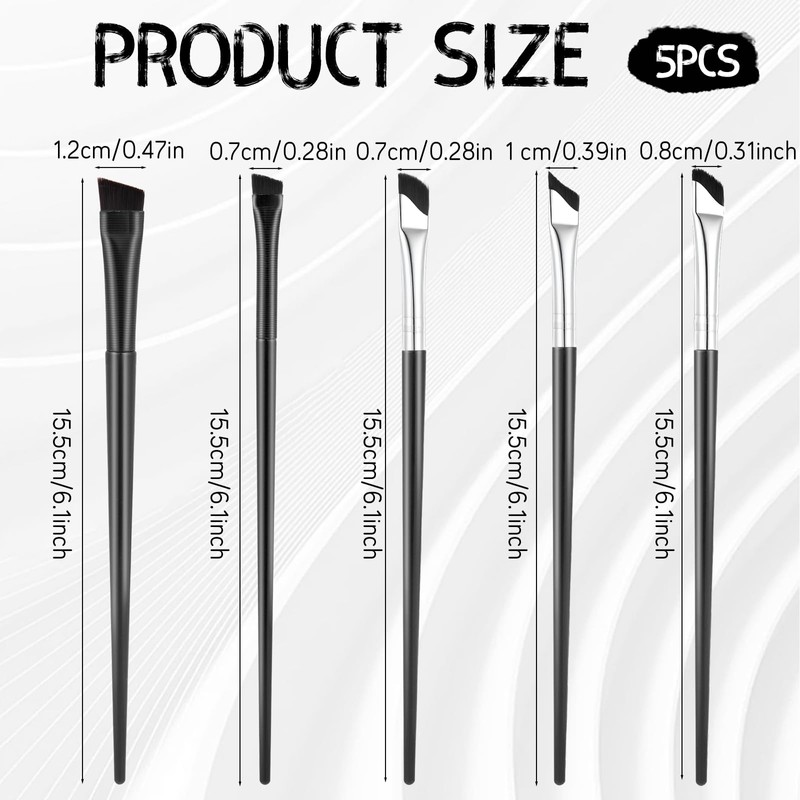 LXUEJIE 5 PCS Eyeliner Brushes Set, Black Fine Angled Eyebrow