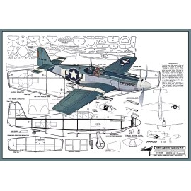 Guillows Comet Model Airplane Plans (FF): N.A. Mustang P-51 18" Scale Rubber-Powered